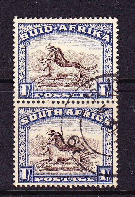 SOUTH AFRICA  1927-30  1/-  PICTORIAL PAIR  FU  SG 36