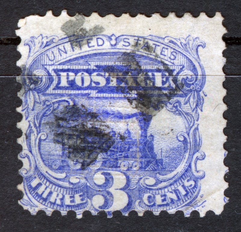 USA STAMP, 1869, 3¢ - Ultramarine, pale ultramarine Printed on both sides