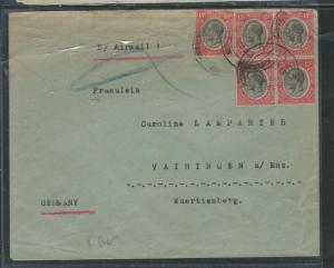 TANGANYIKA  (P2504B) KGV 1933 15CX5 A/M TO GERMANY