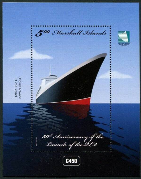 HERRICKSTAMP NEW ISSUES MARSHALL ISLANDS Sc.# 1164 Anniv. QE II Ship S/S