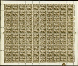 Selangor 1944 Jap Occu 6c on 5c Brown SGJ293 V.F MNH Complete Sheet of 100