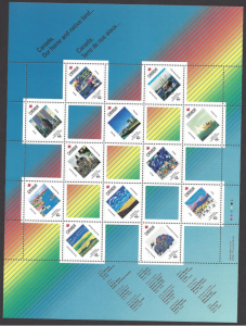 Canada #1431a mint pane of 12, Canada Day 1992