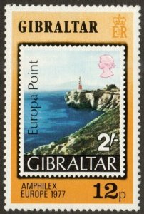 Gibraltar 357 - Mint-H - 12p Europa Point / Stamp on Stamp (1977) (cv $0.60)
