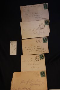 5 US covers fancy or specialty cancels on 158 or 184 (#1823)