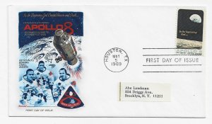 US 1371 (Me-18) 6c Apollo 8 single on FDC Fleetwood Cachet ECV $12.50