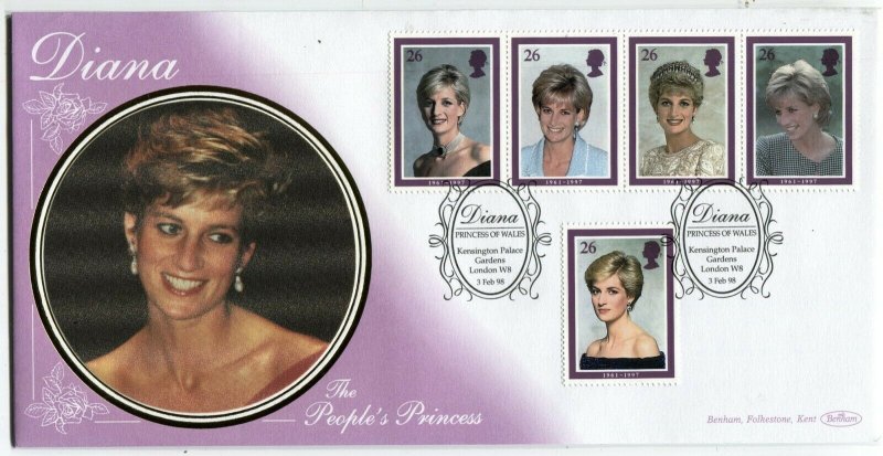 GREAT BRITAIN #1791-1795 Diana Princess of Wales FDC First Day Issue Cover 1998