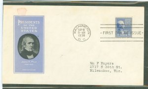 US 816 11c James K. Polk (part of the 1938 presidential/prexy definitive series) single on an addressed first day cover with an