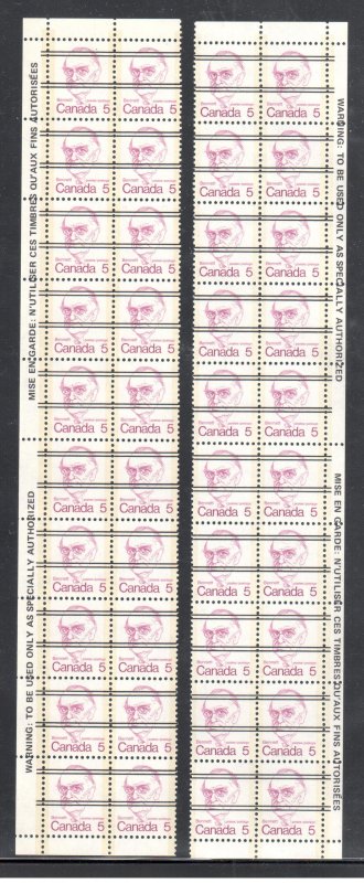 Canada #586, 588. 590, 591, 593 - XF NH All Precancel Left and Right BLock of 20