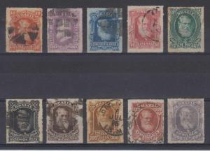 BRAZIL 1878-79 DOM PEDRO Sc 68-77 FULL SET USED F,VF SCV$219.75