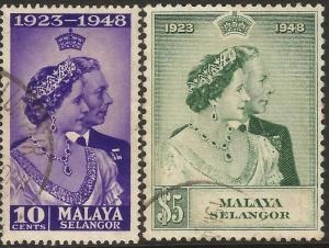 Malayan States Selangor 1948 Royal Silver Wedding set fine used