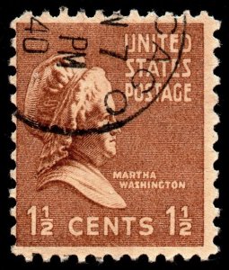 U.S. Scott #805: 1938 1.5¢ Martha Washington, Used, Ave./F