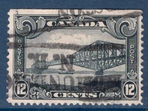 Canada   #156  used  1929  Quebec bridge  12c  imperf. top