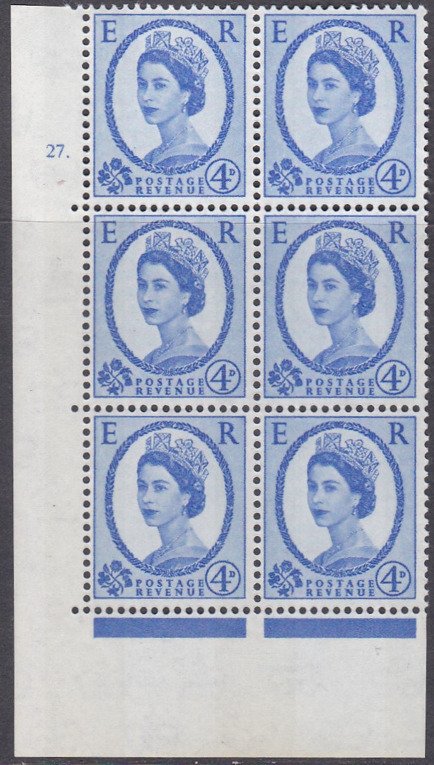 4d Wilding Violet Phosphor 9.5mm cyl 27 Dot perf type A(E/I) UNMOUNTED MINT