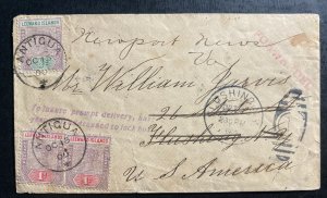 1900 Antigua Leeward Island Vintage Cover To Flushing NY USA