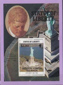BRITISH VIRGIN ISLANDS SHEET PRESIDENTS STATUE KENNEDY JFK