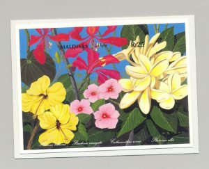 Maldives 1992 Flowers 1v S/S Imperf Chromalin Proof Mounted on Card