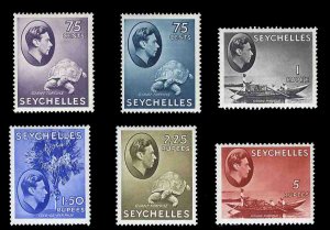 Seychelles #125/148 (SG 135/149) Cat£300, 1938-41 George VI 2c-5r, missing 1...