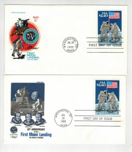 Space MAN ON THE MOON 20th ANNIV. SET OF 3 DIFF 2419 $2.40 PRIORITY MAIL FDCs