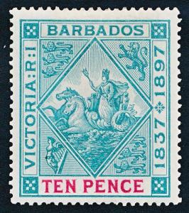 BARBADOS 88 MINT, HINGED, TEN PENCE 