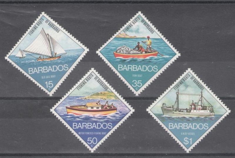Barbados 1974 Fishing Boats Scott # 392 - 395 MH