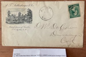 US Used #213 Advertising Cover Azotea NM Territory to Durango CO Circa 1890  LB