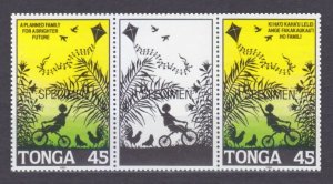 1993 Tonga 1262-1263Paar+Tab Boy on a bicycle flying a kite / SPECIMEN