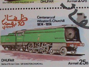 ​GRATE BRITAIN-DUYFAR-1974-CENTENARY OF WINSTON CHURCHILL-TRAIN CT0-SHEET-VF