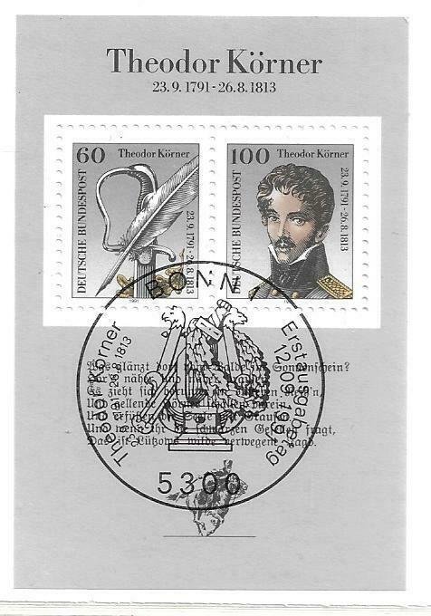 1991    GERMANY  -  SG.  MS 2412  -  THEODOR KORNER  -  USED