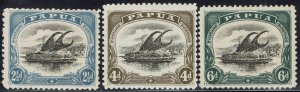 PAPUA 1907 LAKATOI SMALL PAPUA 2½D 4D AND 6D WMK SIDEWAYS PERF 11