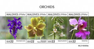 MALDIVES - 2019 - Orchids - Perf 4v Sheet - MNH