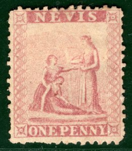 NEVIS QV Classic Stamp SG.1 1d Dull Lake (1862) Mint MNG Cat £120- SBLUE46