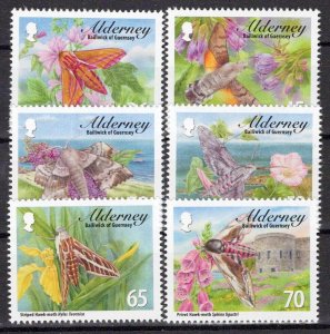 Alderney 397-402 MNH Insects Moths Nature Flowers Zayix 1223M0114M
