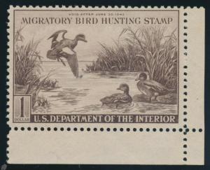 #RW9 $1 DUCK STAMP VF OG NH CV $225 AU810