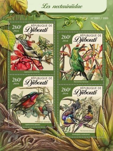 Djibouti Sunbirds Birds Animals Fauna MNH stamp set