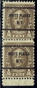 1929 .5c HALE w/Bureau precancel pair f/WHITE PLAINS NY (653-61) vertical! 