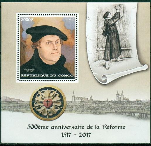 Martin Luther John Calvin Reformation Protestantism Religion Congo MNH stamp set