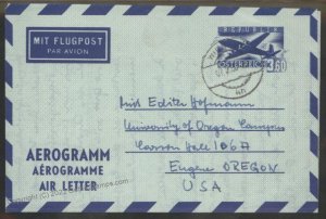 Austria 1956 Michel LF4 Airmail Aerogram Cover Eugene Oregon G107988