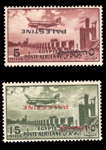 MOMEN: EGYPT SC #NC31-NC32 1955 INVERTED OVPT MINT OG H/NH(15m) LOTT #65827