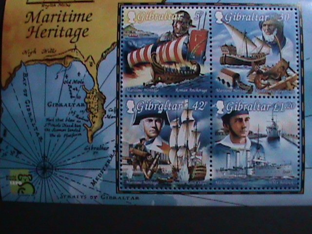 ​GIBRALTAR 1999- SC#801a MARITIME HERITAGE MNH S/S-CV-10 SCOTT CATALOG VALUE $10