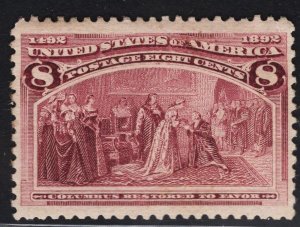 US #236 8c Magenta Columbus Restored to Favor MINT NH  SCV $140.00