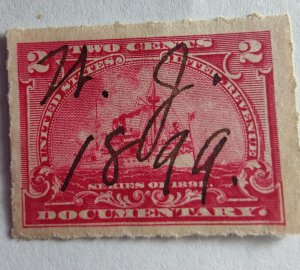 SCOTT #R164 USED DOCUMENTARY TWO CENT SHIP BEAUTIFUL STAMP