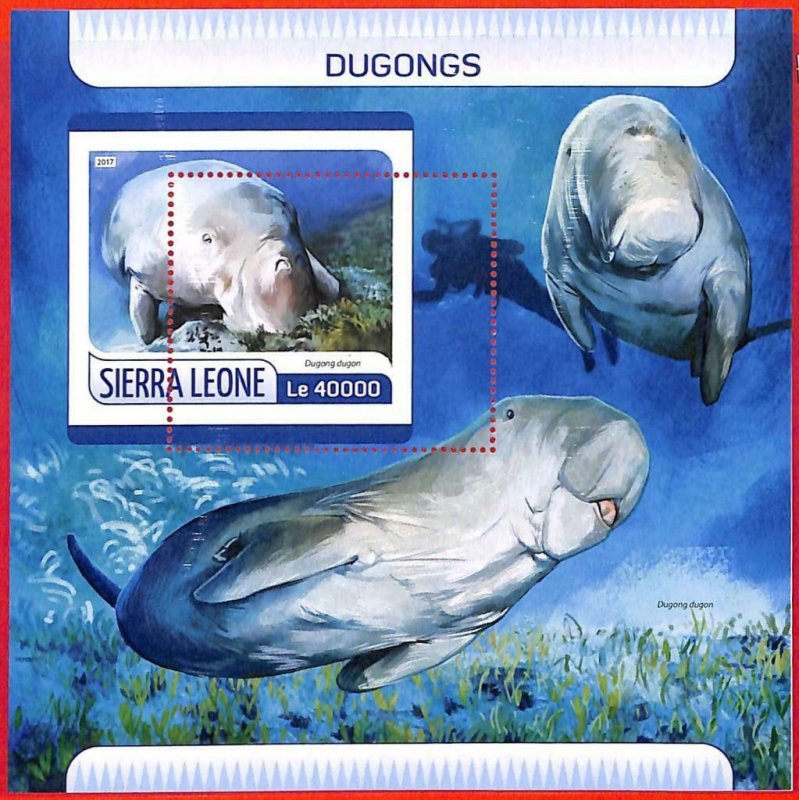 A4549 - SIERRA LEONE - ERROR MISPERF, Souvenir sheet: 2017, Dugongs, Marine Life