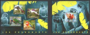 B0800 2014 Central Africa Fauna Birds Parrots Les Perroquets Kb+Bl Mnh