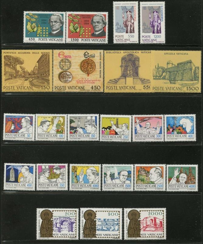 VATICAN Sc#729-751 Five Sets 1984 Year Complete Mint OG NH