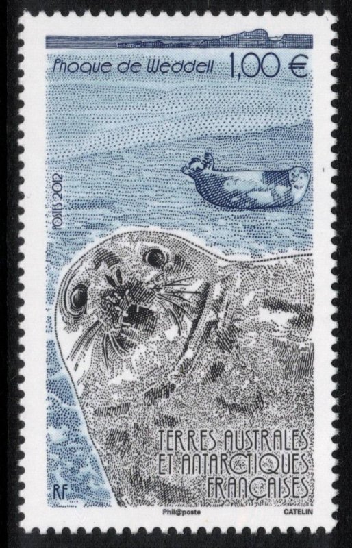 FRENCH ANTARCTIC 2012 Weddell Seals; Scott 456, Yvert 608; MNH