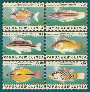 Papua New Guinea 2004 Freshwater Fish, MNH  #1099-1104,SG1003-SG1008