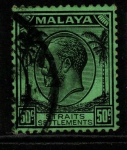 MALAYA STRAITS SETTLEMENTS SG271 1936 50c BLACK/EMERALD USED