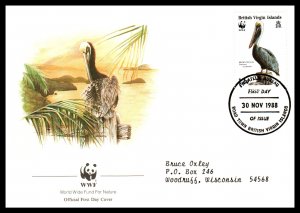 British Virgin Islands 621-624 WWF Set of Four Typed  FDCs VF