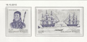 Greenland Sc 574-5, 575a NH SET & S/S of 2010 - Ross Expedition 