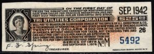 1942 Tri Utilities Corporation Pay $25.00 Gold Coin Bond Coupon